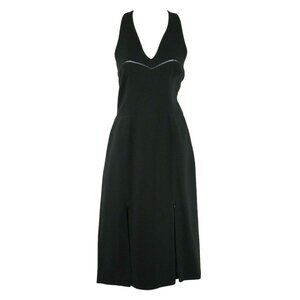 Marna Womens Ladies Black Racer Back V-Neck Sleeveless Midi Dress Size Large NEW